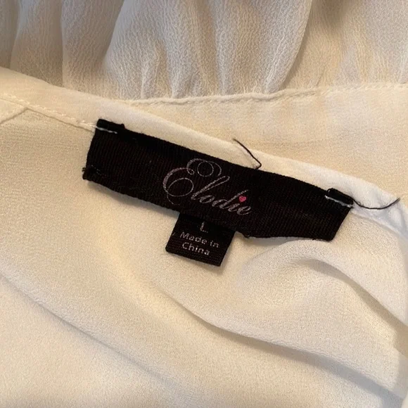 Elodie Women’s Cream Long Sleeve Sheer Top - size Large - Picture 8 of 9